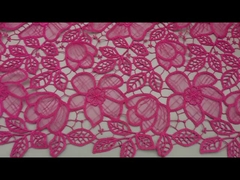 Fushcia Chemical Floral Embroidery Lace Fabric 119CM Width