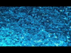 51'' Bright Blue Shell Shape Sequin Embroidery Mesh Fabric For Party