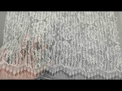 55 Inch White Floral Lace Fabric In Nylon Cotton Rayon Composition With Scallop Eyelash