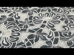 Laser Floral Pattern Embroidered Lace Fabric In Black White Two Tone 114cm