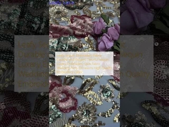 Leafy Sequin Embroidery Fabric Durable and Elegant Colorful Sequin Luxary Embroidery Lace Fabric Wedding Party Occasions High Quality Embroidery Fabric