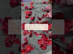 New Collection Red Sequin Embroidered Lace Fabric 3D Floral Elegent Wedding Embroidery Fabric