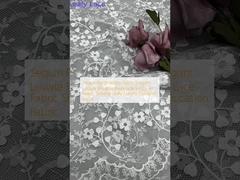 Sequin Embroidery Fabric Elegant Lusiate Breathe Embroidered Lace Fabric Shining Leafy Luxury Occasion Fabric