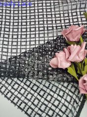 124cm Black Color GEO Sequin Embroidered Fabric For Evening Dress