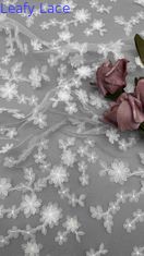 White Color Floral 3D Laser Out Embroidery  3d Rose Fabric By The Yard Full Width Fabric For Women Dress
