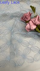100% Nylon Full Width Light Blue Color Tulle Mesh Embroidery Fabric Sustainable
