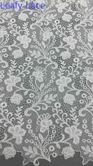 Full Width Chemical Embroidery Fabric In White Floral Patterns Corded Textures For Fashion Women Clothing