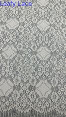 Leafy Embroidery Lace Fabric Elegent White  For Fashion Show Dress