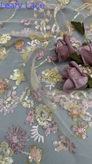 Leafy Lace Sequin Embroidered Fabric 3D Floral Elegant And Breathe Luxury Occasion Fabric