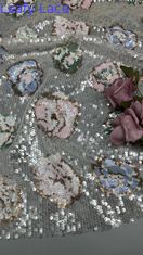 Sequin Embroidered Lace Fabric Shining 100% Polyester Sequin Lace Fabric
