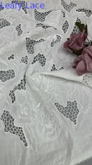 White Hollow-up High Quality Embroidered Lace Fabric Laser Tech For Wedding Dress