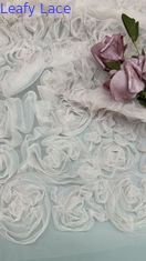 White Floral Pleated Lace Fabric for Gowns Mesh Ground High Intricate Embroidery Wedding Dresses