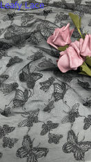 Butterfly Luxury Chemical Lace Fabric Romantic Lace for Wedding Couture Black Mesh Dresses