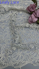100% polyester French Chantilly Lace Fabric for Garments Gowns Hollow-up White Color Wedding Dresses