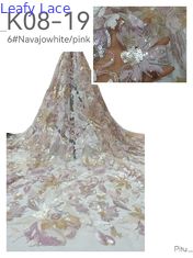 Leafy New Arrval Sequin Embroidered Fabric 3D Floral Mesh Ground for Ladies Gowns Fashion Design