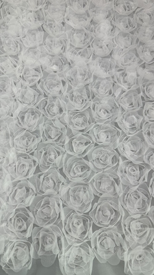 White Rose Mesh French Chantilly Lace Fabric Breathe And Elegant  White for Garments Gowns Wedding Dresses