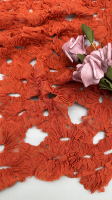 Luxury Ruffled Lace Fabric Handcrafted Layered Tulle with Hollow-up for Dramatic Evening Gowns
