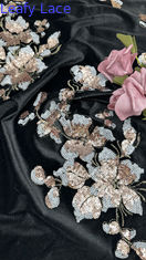 Velvet-Flocked Lace with Sequins Luxurious Textured Fabric for Glamorous Evening Gowns and Couture Creations