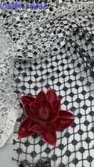 Leafy Black And White Plaid Hollow-up Sequins Sliver Detailed Fabric for Statement Formal Dresses