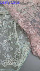 Leafy French Embroidered Lace Delicate Threadwork on Soft Mesh for Designer-Inspired Evening Wear