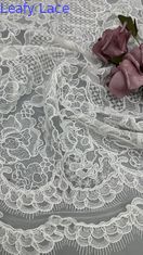 Handmade Floral Embroidery On Lace Artistic Detailing Tulle Mesh Fabric For Wedding Dresses
