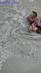 Leafy Tulle Lace With Embroidered Sequin Mesh Bead For Sheer Elegance Ornate Texture And Shine For Couture And Luxury Dresses