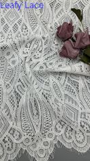 White Embroidered  Mesh Lace Trim Tulle with Delicate Floral Stitching for Elegant Evening Gowns