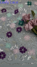 Colorful Butterfly Floral Embroidered Lace Fabric Mesh for New Collection Evening Gown