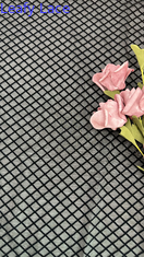 Customized Rhombus Flocking Corded Lace Fabric for Party Dresses