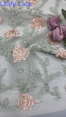Eｍbroidered Lace Fabric 100% Polyester Mesh Ground High Quality for Wedding Dress