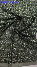 Sequin Embroidered Fabric 100% Polyester Complicated Fabric Good Quality for Party Dress