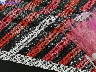 Party Colored Linear Printed Embroidered Sequin Lace Fabric