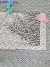 Green Zipper Shape Lace Eyelash Textile Spandex Mesh Fabric
