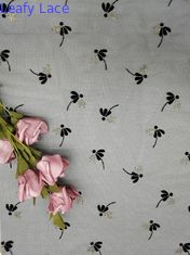 Navy Color 130CM Flocked Mesh Foil Printed Fabric