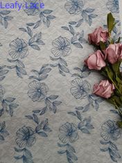 Blue Voile Embroidered Lace Fabric Floral Tulle Mesh