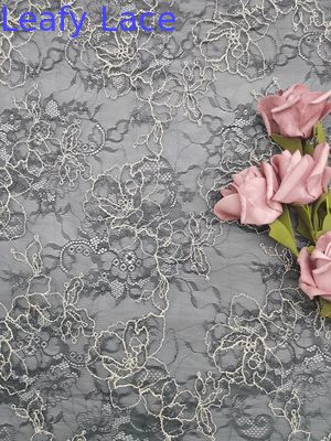 Embroidered Leafy 3D Floral Lace Fabric OEKO TEX Standard 100 For Dressmaking