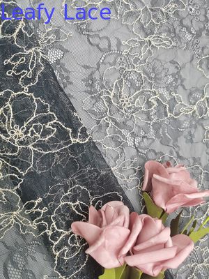 Embroidered Leafy 3D Floral Lace Fabric OEKO TEX Standard 100 For Dressmaking