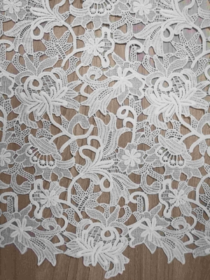 Chemical Floral Embroidery Lace Fabric 119CM Width Iron on Backing