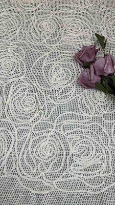 100% Cotton Ivory Embroidered Lace Fabric 124CM Width
