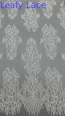 Spring And Summer Season 100% Nylon French Chantilly Thread Lace With Floral Design Soft Hand-Feel White Color For Fashion Dress