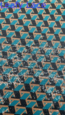Vibrant Printed Sequin Embroidery With Geometric Patterns Clear Sequin Ground Full Width
