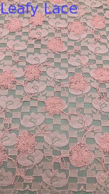 Leafy Pink Plaid Embroidery Durable And Elegant Luxary Knit Embroidery Fabric Lace Fabric Wedding Birthday Occasions Sequin Plaid Beaded Fabric