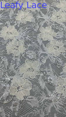 White Luxury Sequin Embroidery Durable And Elegant Luxary Knit Flower Embroidery Fabric Lace Fabric Wedding Birthday Occasions Sequin Plaid Beaded Fabric