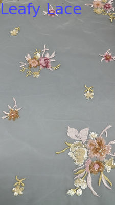 3D Floral Fabric Sequin Elegant And Breathe Mesh Lace Fabric Luxury Occasion Evening Fabric