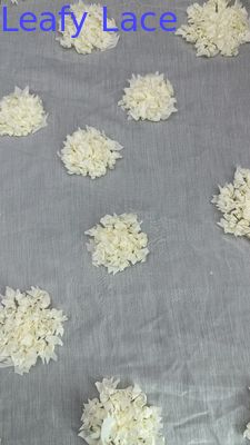 Leafy Tulle Mesh Fabric Embroidered Lace Fabric Floral Breathe Mesh Leafy For Costumes