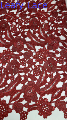 Leafy Embroidery Lace Fabric Hollow up Breathe Elegant Red Color Lace Fabric