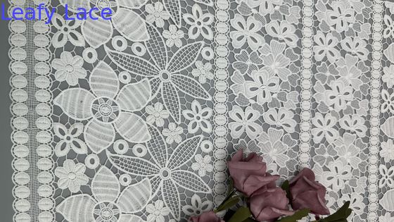 White Floral Lace Fabric Embroideded Eyelet Fabric Soft and Elegant for Dressmaking