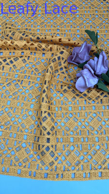 Corded Lace Fabric High Quality Elegant For Lady Yellow Pattern New Fashion for Garments Gowns