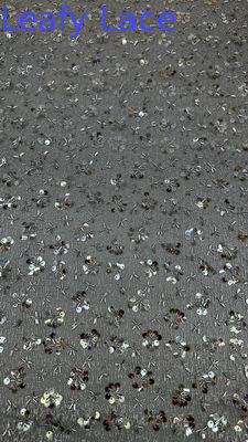 Embroidered Leafy Metallic Floral Lace Fabric for Dressmaking Wedding Gowns Shining Fabric