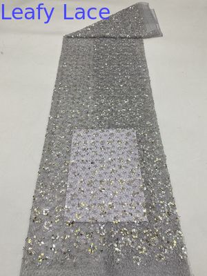 Embroidered Leafy Metallic Floral Lace Fabric for Dressmaking Wedding Gowns Shining Fabric